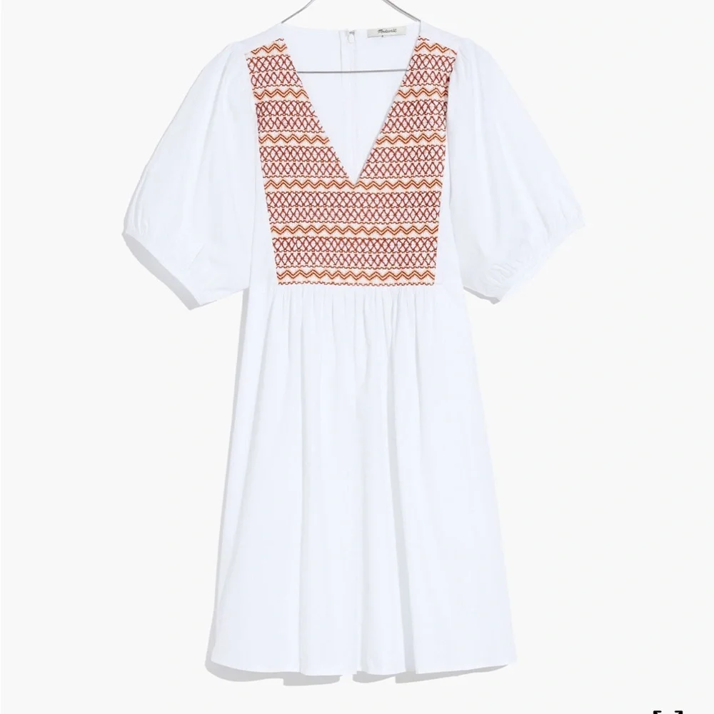 Madewell Embroidered Poplin V-Neck Mini Dress xs new - Picture 5 of 9